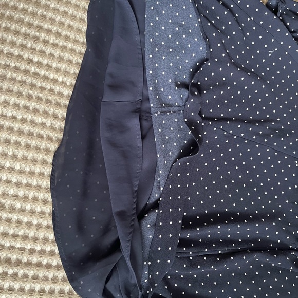 H&M polka dot navy dress. Perfect condition. Knee length if you are 5’3! :) - Picture 4 of 5